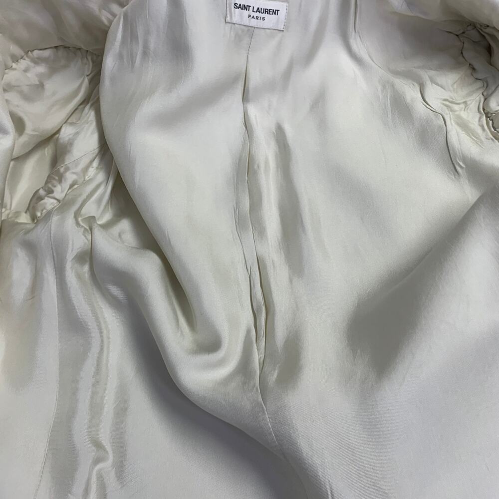 SAINT LAURENT Size 40 Regular Cream White Stripe Wool Peak Lapel Sport Coat - Picture 9 of 11